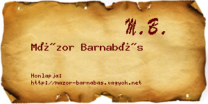 Mázor Barnabás névjegykártya